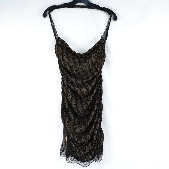 God Save Queens Bella Lace Mini Dress w/ Halter Neck in Black Size Small (NWT) - Picture 2 of 12